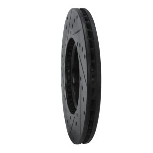Cadillac BLS Brake Rotor (1) - Front Right - R1 Concepts - Drilled & Slotted - Black - `03-`11